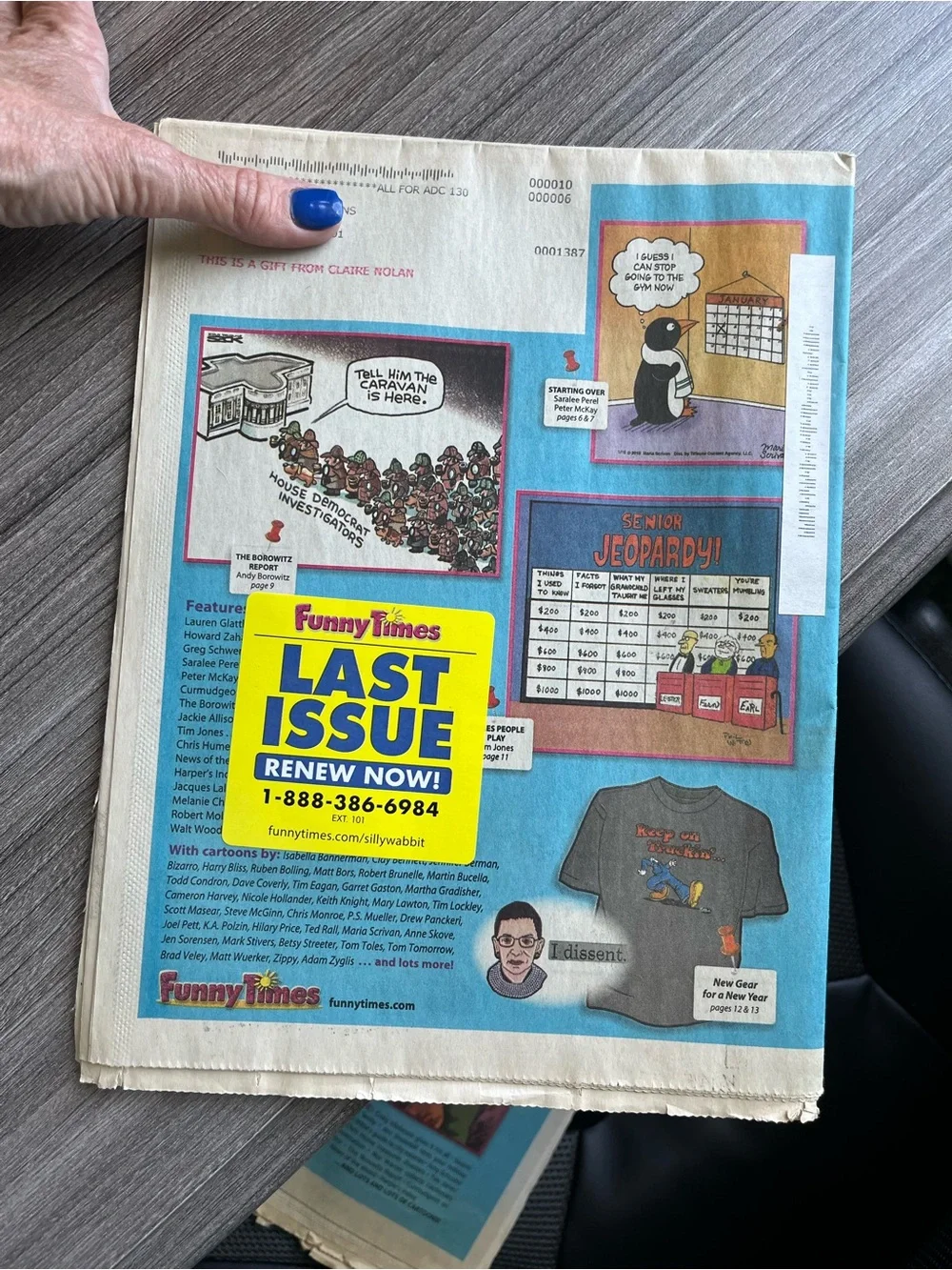 Lot of 3 - Funny Times Newspapers- Comics- Oct, Dec 2018 Jan 2019